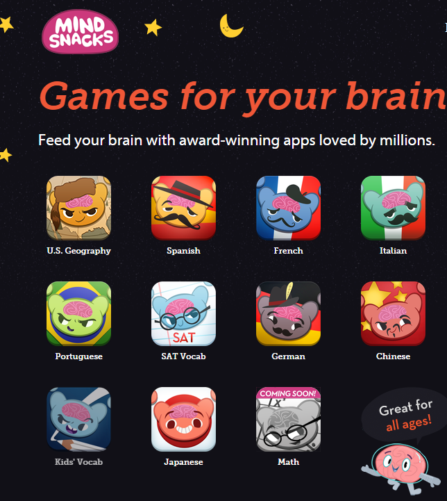 Mindsnacks is a free app that can be used to learn new languages.