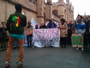 A #RhodesMustFall protest. Courtesy LeftVoice.org. 